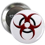 3D Biohazard Symbol 2.25" Button