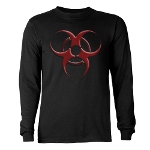 3D Biohazard Symbol Long Sleeve Dark T-Shirt