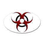 3D Biohazard Symbol Sticker (Oval)