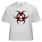 3D Biohazard Symbol White T-Shirt