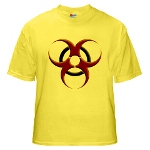 3D Biohazard Symbol Yellow T-Shirt