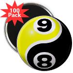 8 Ball 9 Ball Yin Yang 2.25&quot; Magnet (100 pack