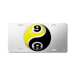 8 Ball 9 Ball Yin Yang Aluminum License Plate