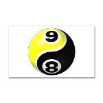 8 Ball 9 Ball Yin Yang Sticker (Rectangle)