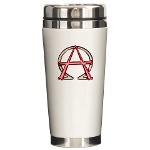 Alpha & Omega Anarchy Symbol Ceramic Travel Mug