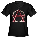 Alpha & Omega Anarchy Symbol Women's V-Neck Dark T