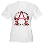 Alpha & Omega Anarchy Symbol Women's V-Neck T-Shir