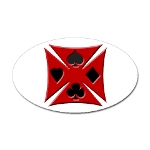 Ace Biker Iron Maltese Cross Oval Sticker