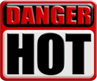DANGER: HOT!  Industrial 3D Metal Style Warning Sign