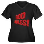 God Rules! Women's Plus Size V-Neck Dark T-Shirt