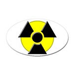 3D Radioactive Symbol Oval Sticker