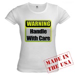 Handle With Care Warning  Jr. Baby Doll T-Shirt