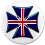British Biker Cross Large Button
